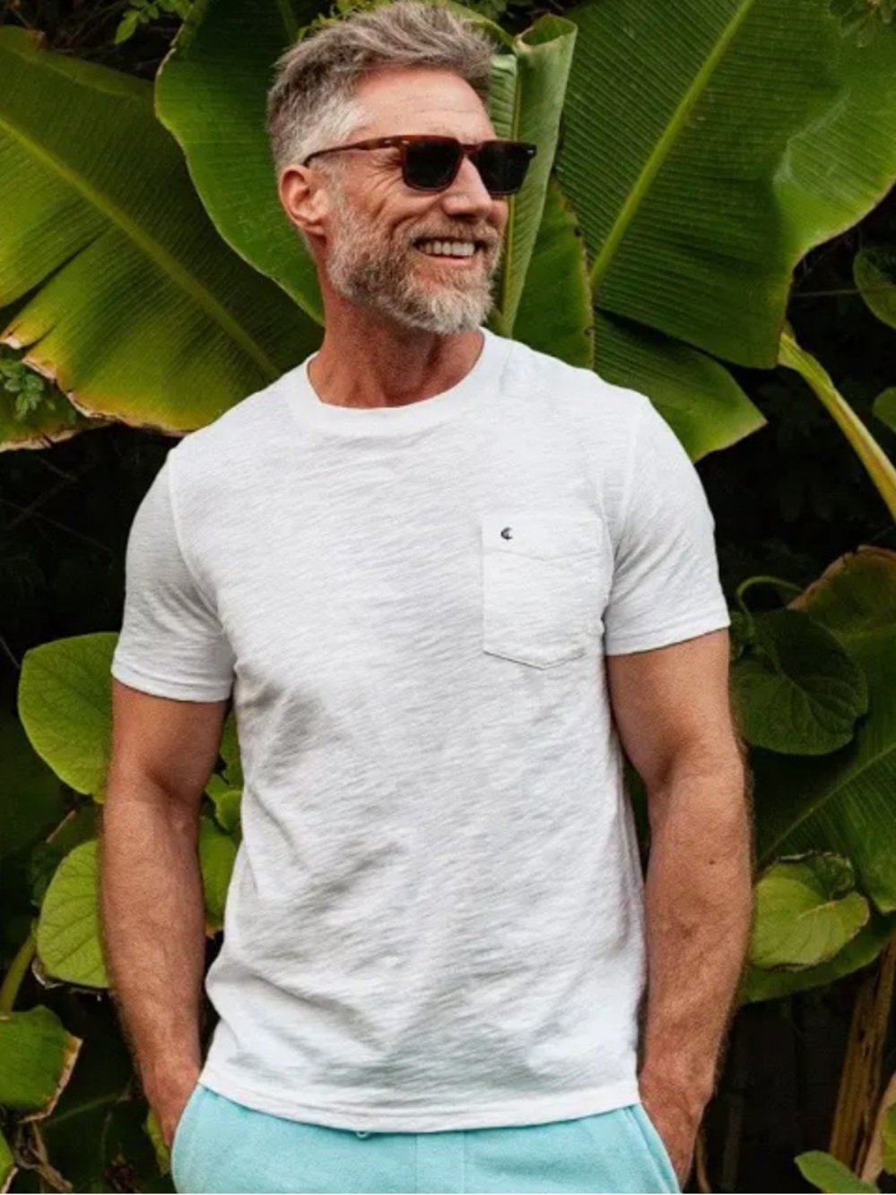Criquet White slub one Pocket Tee L
